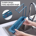 Telescopic Sink Rack with Drain Basket and Hooks - Grey - view 4