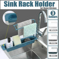 Telescopic Sink Rack with Drain Basket and Hooks - White - view 2