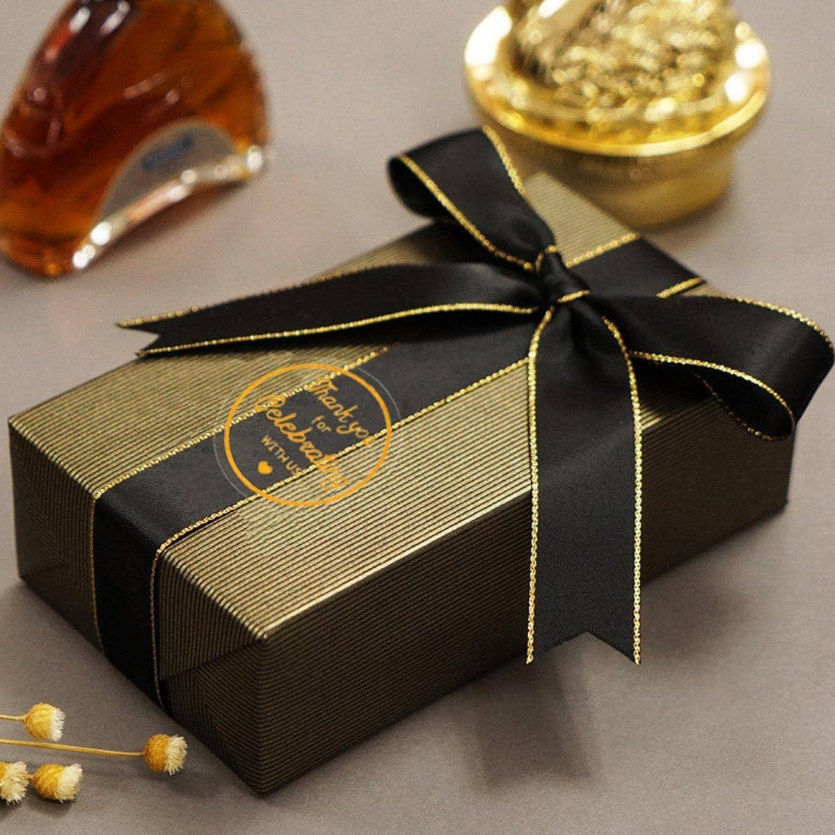 Thank You Gift Stickers, Round Gold Foil on Clear Background, 2 Rolls - view 5