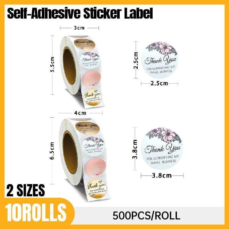 Thank You Sticker Labels 10 Rolls 3.8 cm (1.5 Inch) for Envelopes and Packaging - view 2