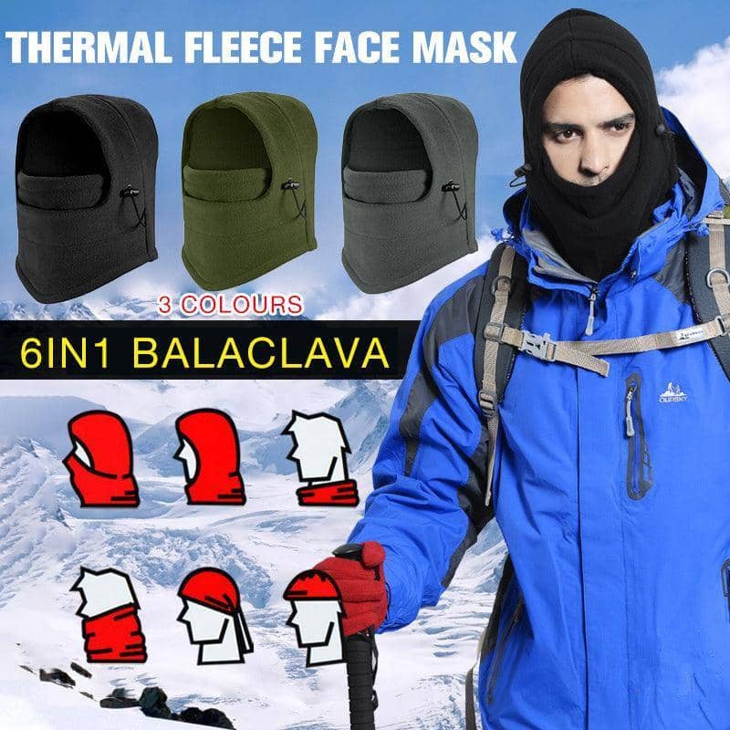 Thermal Fleece Balaclava Face Mask Hood - Black - view 2