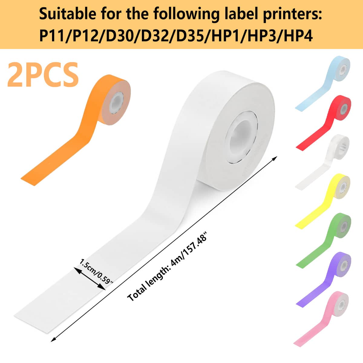 Thermal Label Paper Rolls, 15mm x 4m, Pack of 2 - Clear - view 4