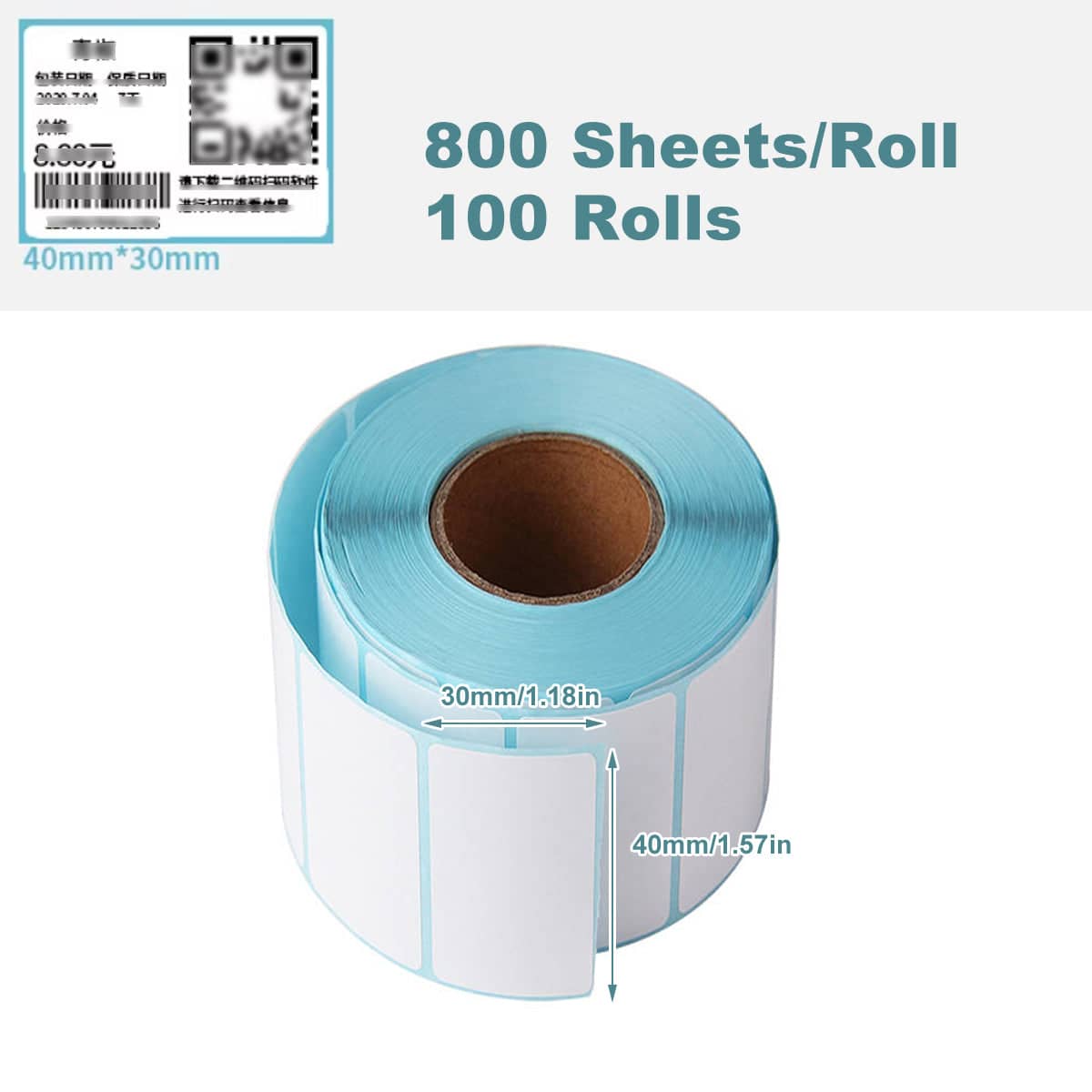 Thermal Label Stickers, 40 x 30 mm, 100 Rolls of 800 Labels - view 3