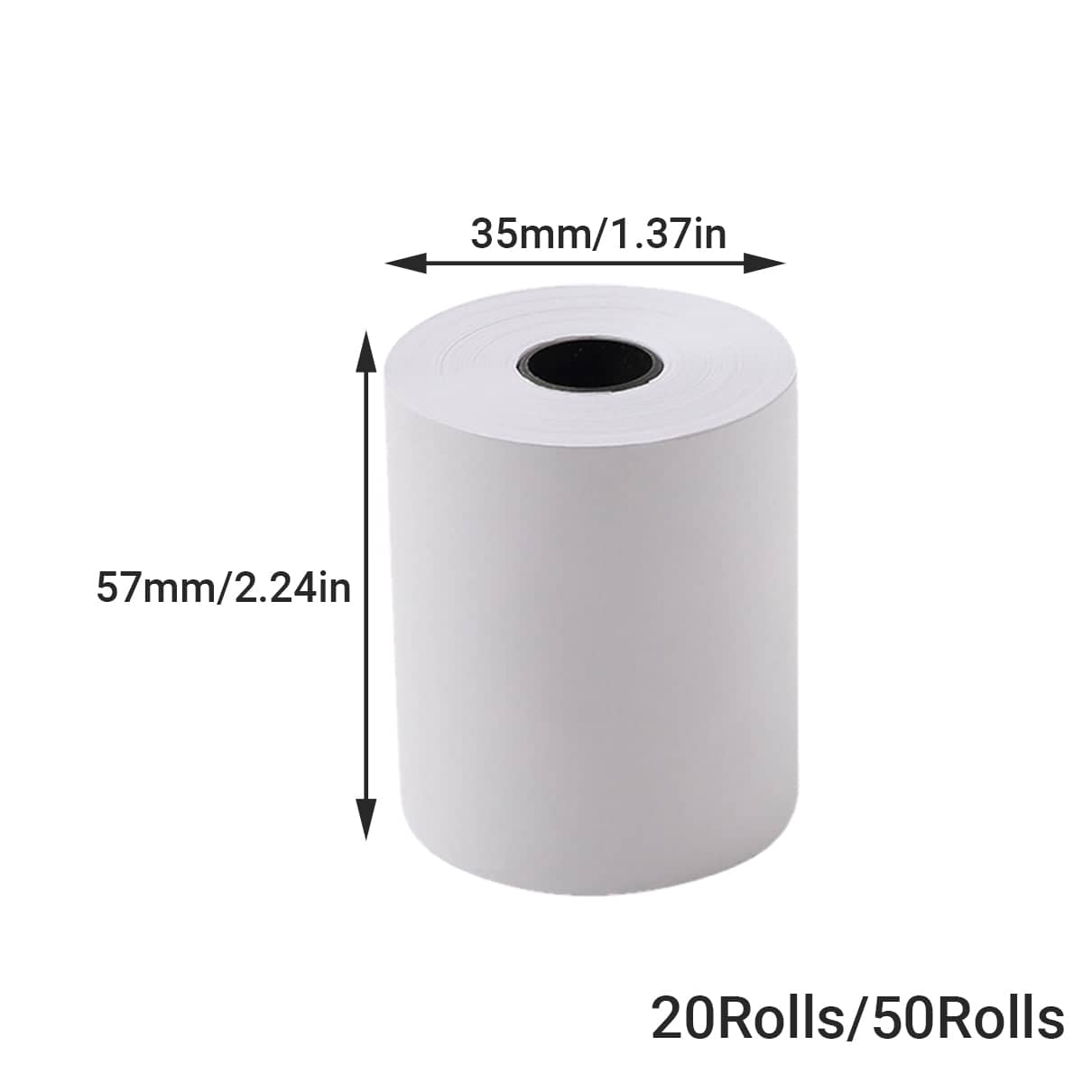 Thermal Paper Rolls Bright White Smooth Edge for POS Receipt Printers, 57 x 35 mm - 20 Rolls - view 3