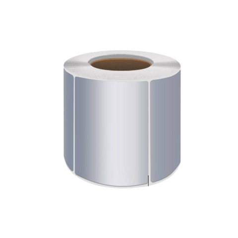 Thermal Transfer Labels in Matt Silver - 80 x 60 mm, 500 per Roll