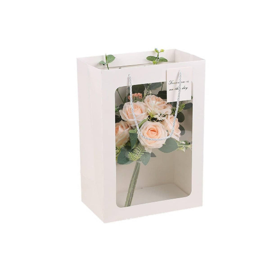 Thick Paper Gift Bags with Clear Window, Pack of 25 - White, Extra Small (15 x 10 x 20 cm)