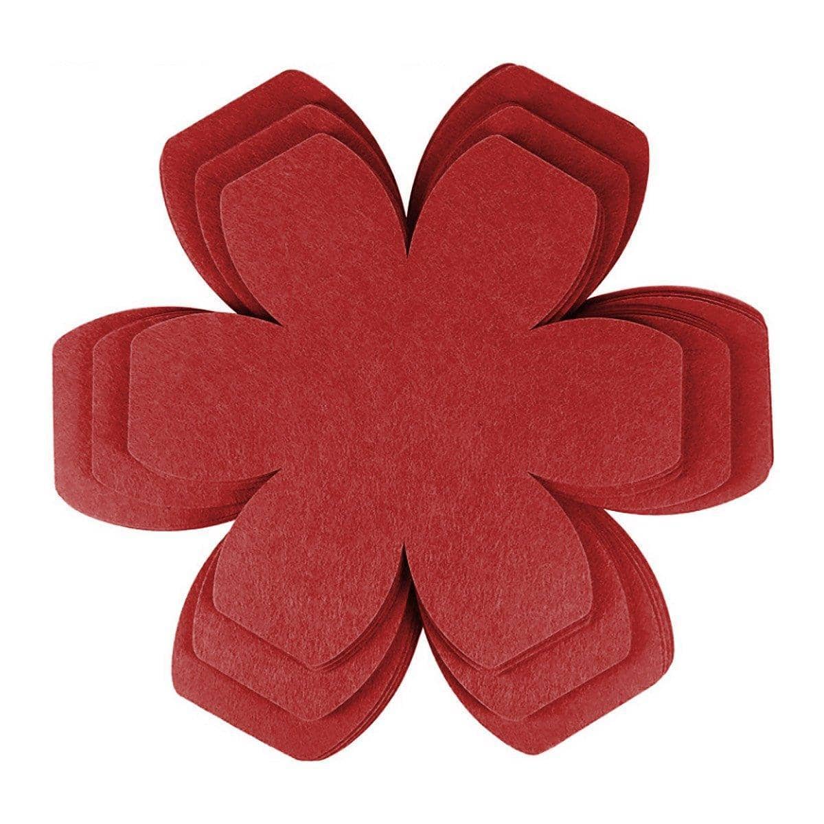 Thickened Flower Shaped Felt Pan Protector Mats, Set of 12 - Red