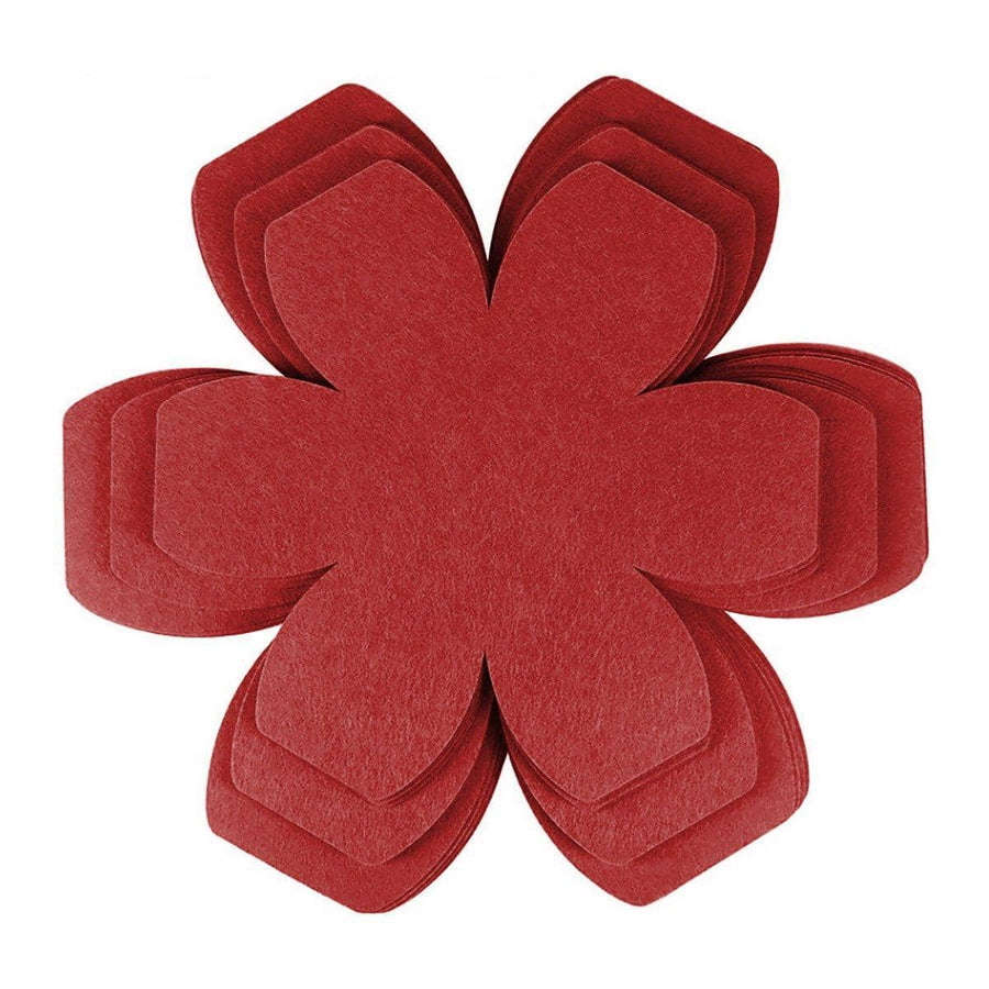 Thickened Flower Shaped Felt Pan Protector Mats, Set of 12 - Red