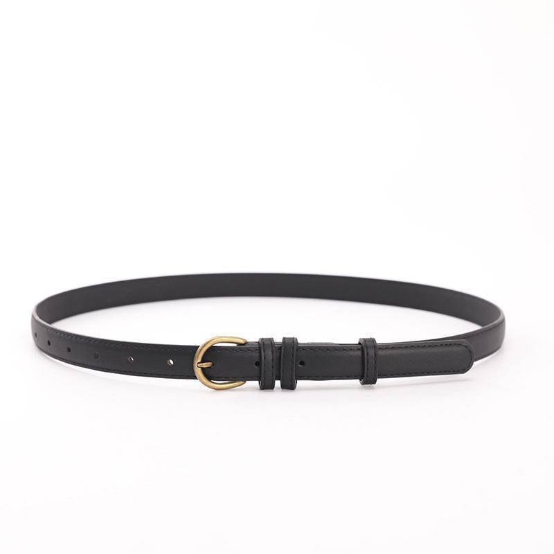 Thin Faux Leather Waist Belt for Women - Black