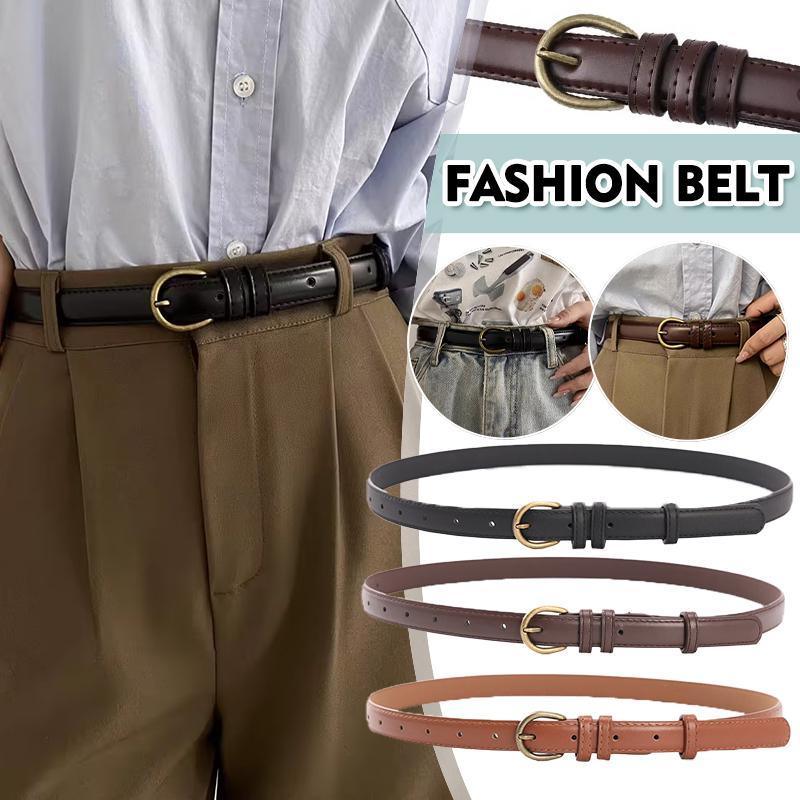 Thin Faux Leather Waist Belt for Women - Black - view 2