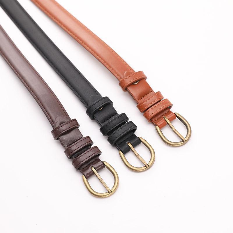 Thin Faux Leather Waist Belt for Women - Black - view 3
