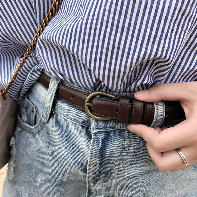 Thin Faux Leather Waist Belt for Women - Black - view 4