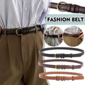 Thin Faux Leather Waist Belt for Women - Tan - view 2