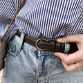 Thin Faux Leather Waist Belt for Women - Tan - view 4