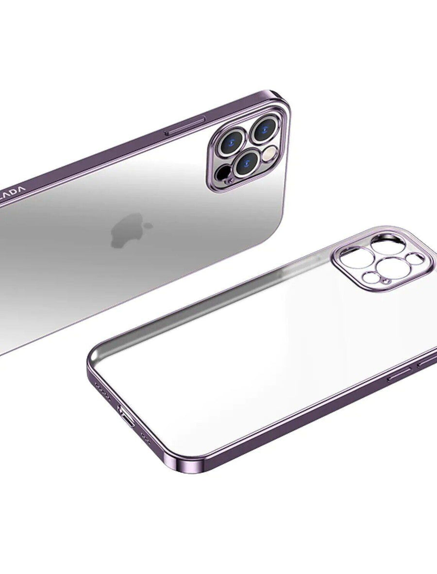 Thin Matte Clear Shockproof Phone Case with Purple Frame - iPhone 12 Mini