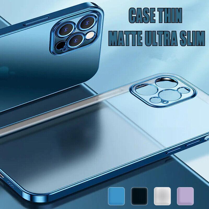 Thin Matte Clear Shockproof Phone Case with Purple Frame - iPhone 13 Pro Max - view 2