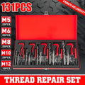 Thread Repair Kit, 131 Piece Metric M5 to M12 Coil Insert Set with Drill and Tap