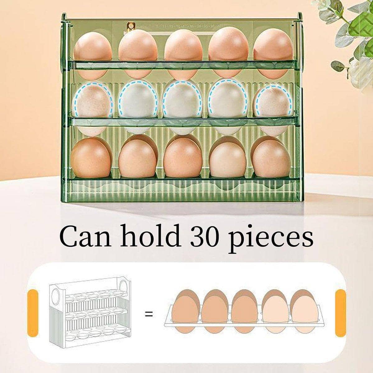 Three-Layer Egg Storage Box - Green, 30 Egg Capacity - view 5
