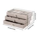 Three Layer Flannel Jewellery Storage Box with Dustproof Acrylic Lid - Beige - view 4