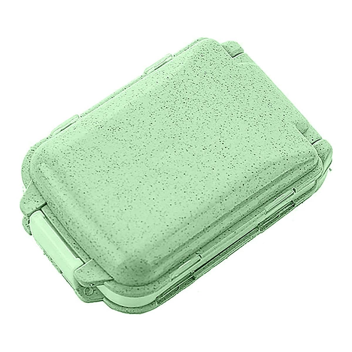Three Layer Folding Pill Box with 8 Compartments - Green