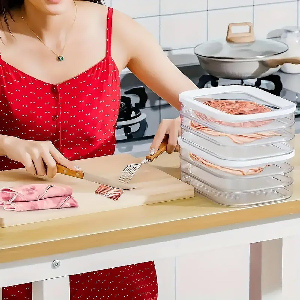 Three-Layer Food Grade Plastic Freezer Storage Box with Lid - view 4