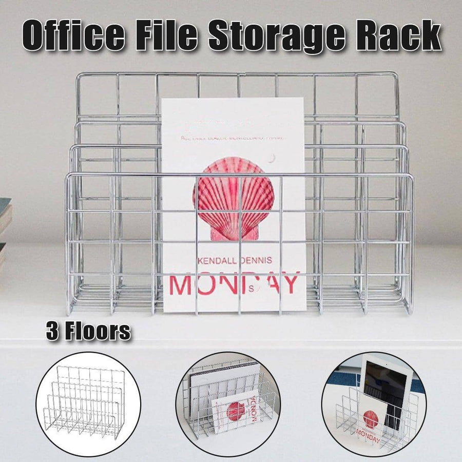 Three Layer Iron Office Document Organiser Rack Magazine Shelf