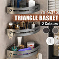 Three-Layer Triangular Bathroom Shelf, No-Drill Wall Mount - Grey - view 2