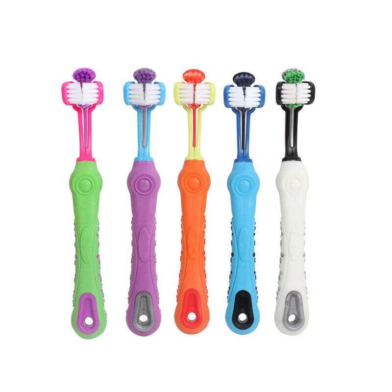 Three Sided Dog Toothbrush for Pet Dental Cleaning - Blue - view 3