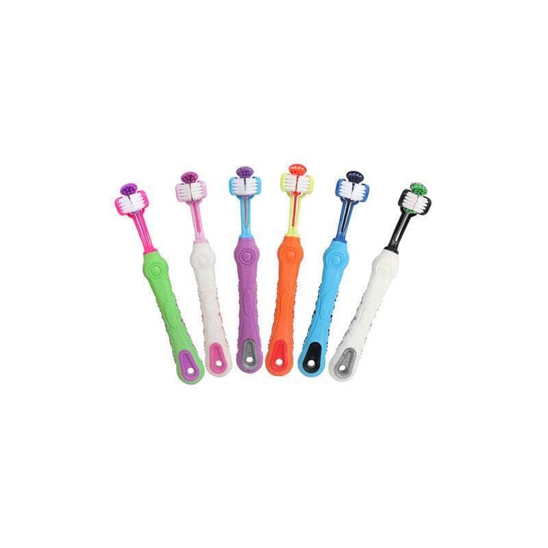 Three Sided Dog Toothbrush for Pet Dental Cleaning - Blue - view 4