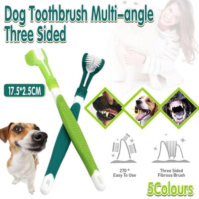 Three-Sided Pet Toothbrush for Dogs and Cats - Dark Green - view 2