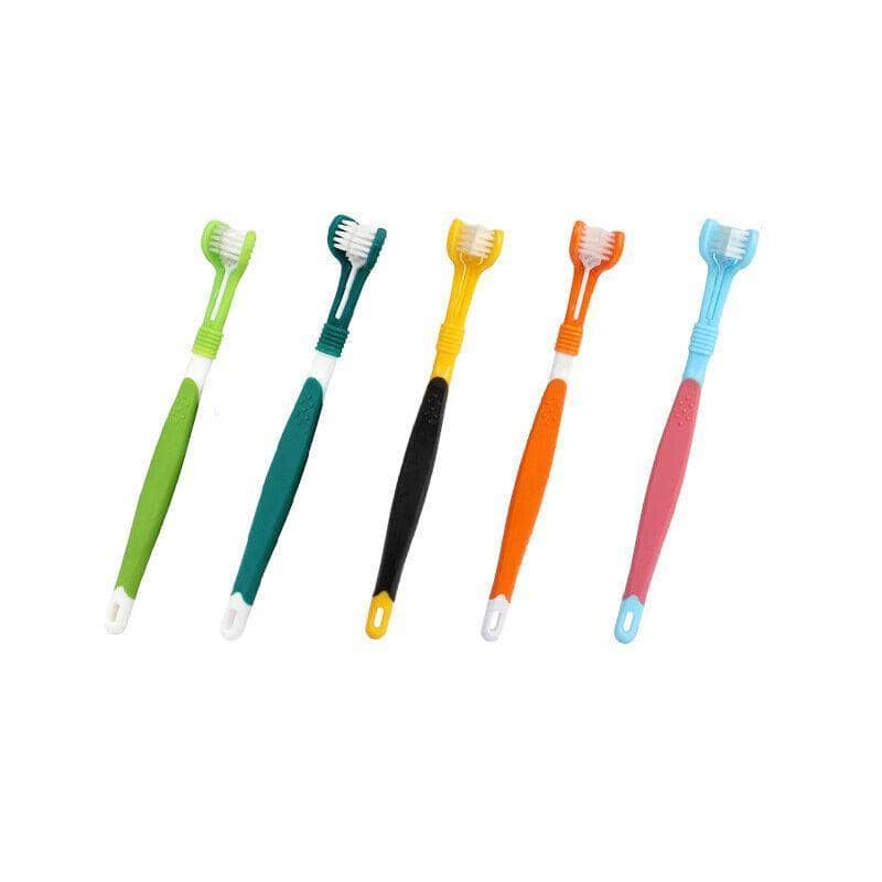 Three-Sided Pet Toothbrush for Dogs and Cats - Orange - view 3