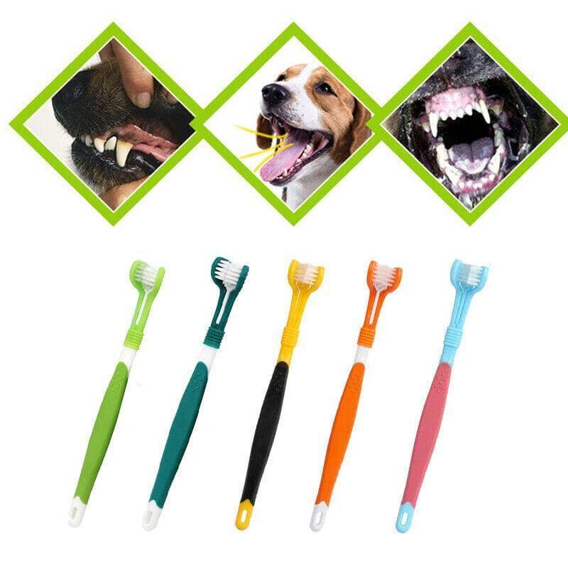 Three-Sided Pet Toothbrush for Dogs and Cats - Orange - view 4