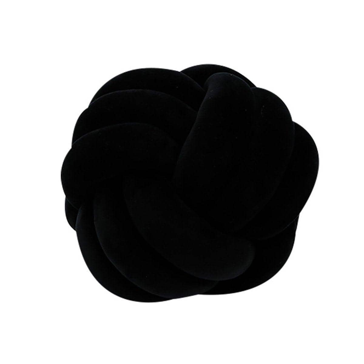Three-Strand Braided Round Pillow, Velvet - Black
