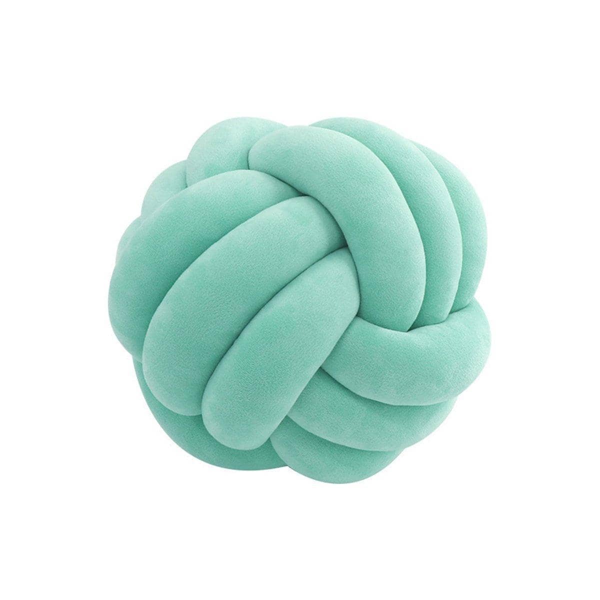 Three-Strand Braided Round Pillow, Velvet - Mint