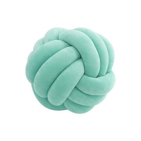 Three-Strand Braided Round Pillow, Velvet - Mint