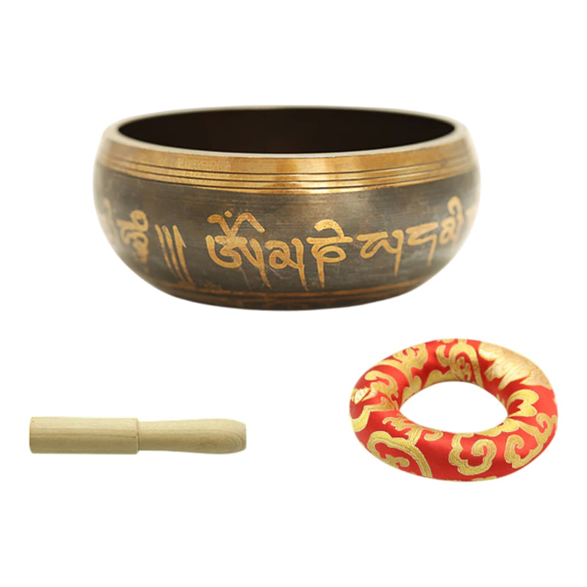 Tibetan Singing Bowl with Wooden Striker and Cushion for Meditation and Yoga, 8 cm - view 2