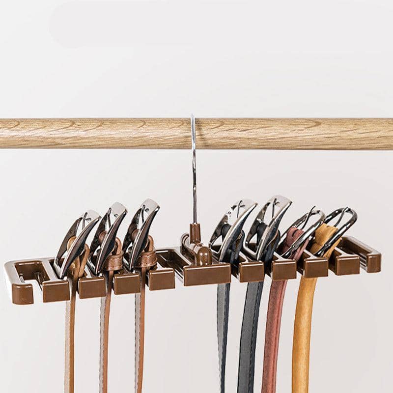 Tie and Belt Hanger with 10 Holes for Men's Wardrobe - Brown - view 5