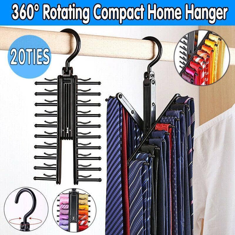 Tie and Scarf Hanger 360 Degree Rotating with 20 Hooks for Closet Organisation