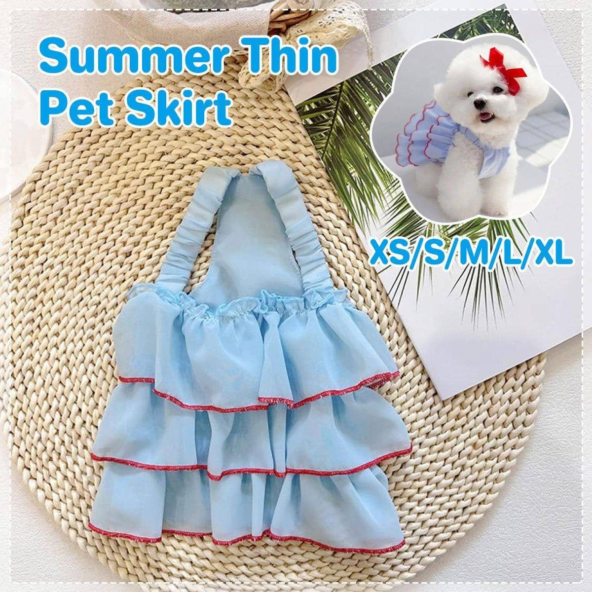 Tiered Ruffle Summer Dress for Small Dogs and Cats - Light Blue, Size M (Chest 38 cm, Body 30 cm) - view 2