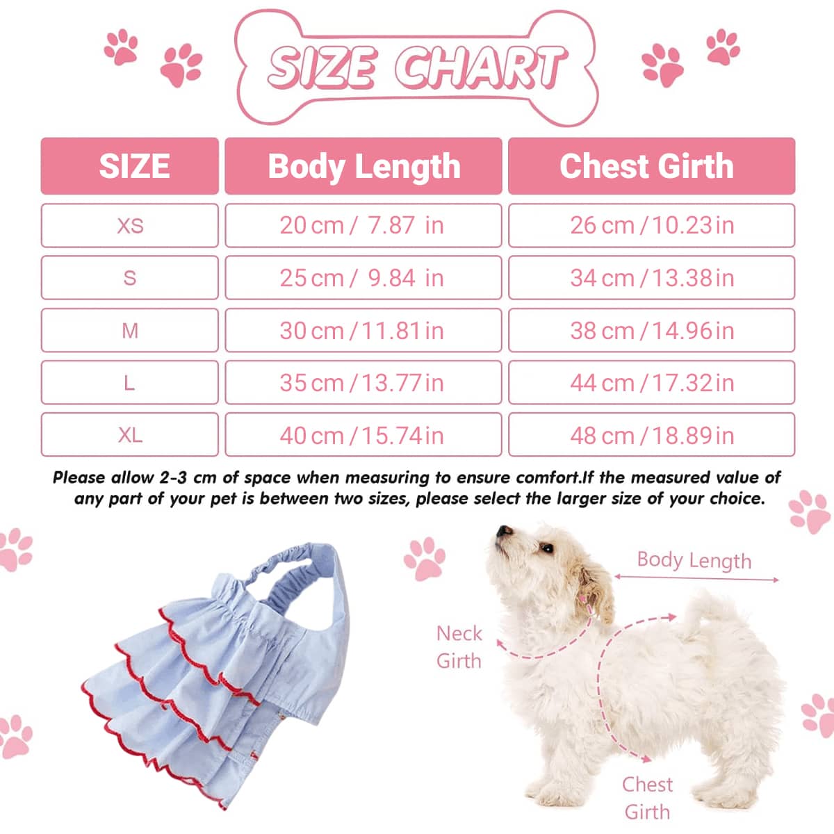 Tiered Ruffle Summer Dress for Small Dogs and Cats - Light Blue, Size M (Chest 38 cm, Body 30 cm) - view 4