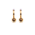 Tiger Eye Hoop Drop Earrings - Brown and Gold