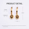Tiger Eye Hoop Drop Earrings - Brown and Gold - view 5