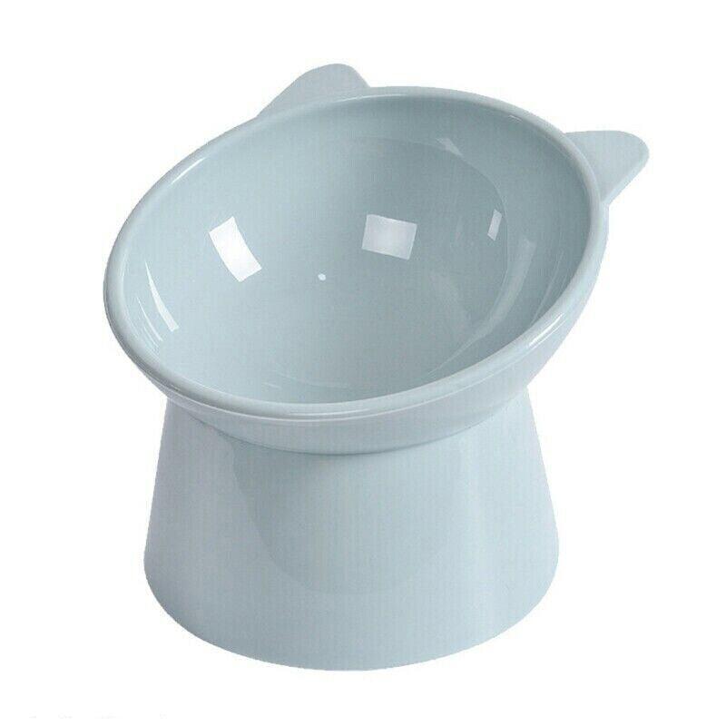 Tilted Elevated Pet Bowl for Cats and Dogs - Light Blue