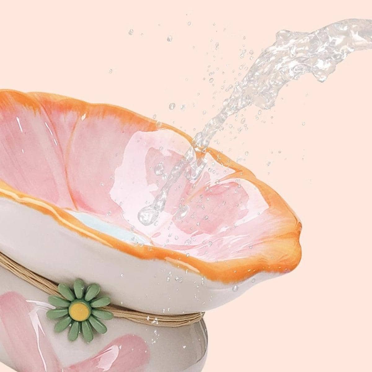 Tilted Flower Shaped Ceramic Cat Bowl with 15 Degree Tilt for Food and Water - Blue - view 5