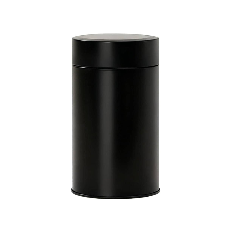 Tinplate Tea Storage Canisters with Airtight Double Lid - Black, Set of 5