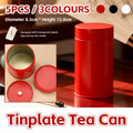 Tinplate Tea Storage Canisters with Airtight Double Lid - Red, Set of 5 - view 2