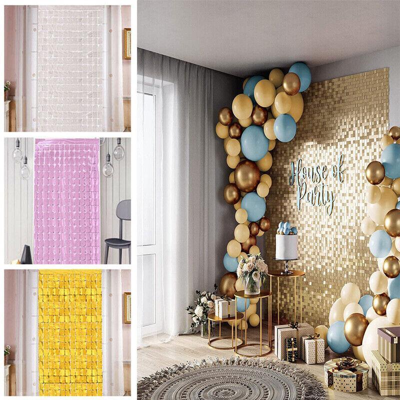 Tinsel Curtain Backdrop 1x2m Shimmer Party Decoration - Green - view 7