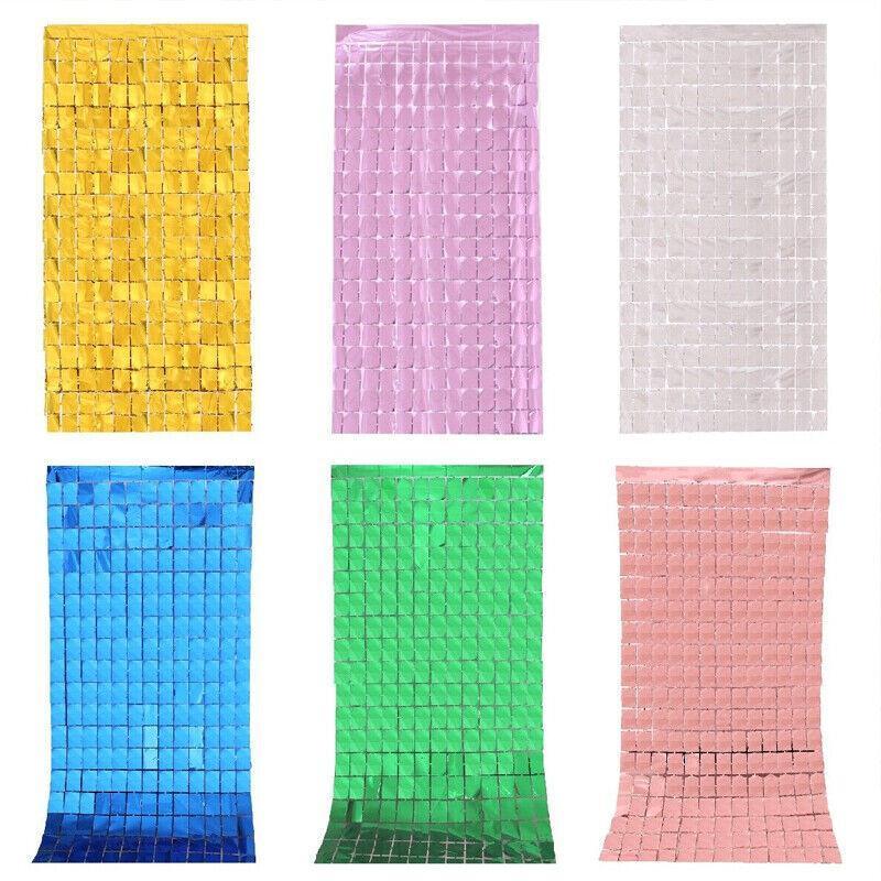 Tinsel Curtain Backdrop 1x2m Shimmer Party Decoration - Light Blue - view 3