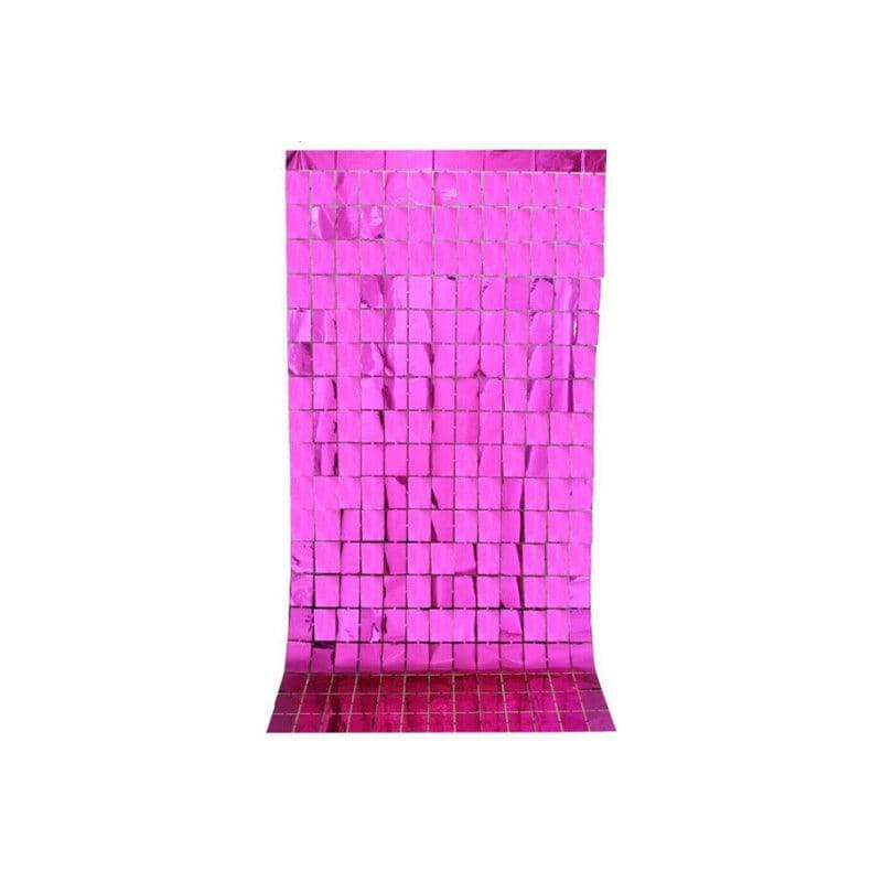 Tinsel Curtain Backdrop 1x2m Shimmer Party Decoration - Rose Red