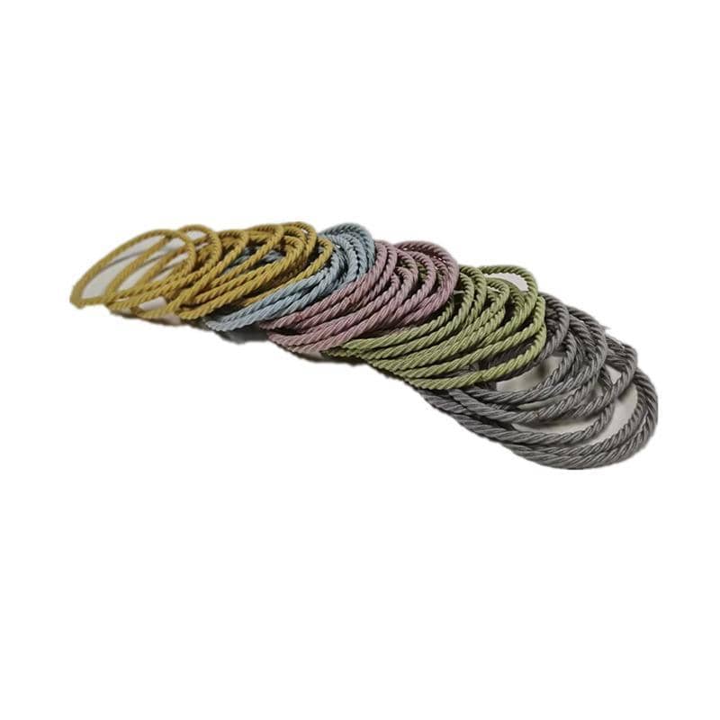 Tiny Elastic Rope Hair Ties for Girls, Pack of 100 - Mustard, Light Blue, Pink, Green and Grey